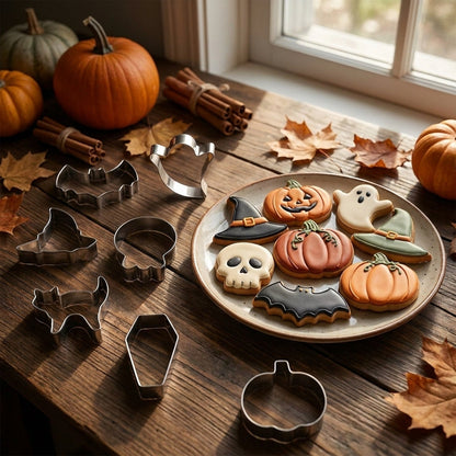 Festive Halloween Cookie Cutters Set – 7 Unique Shapes