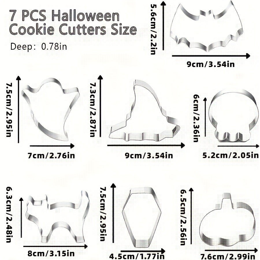 Festive Halloween Cookie Cutters Set – 7 Unique Shapes