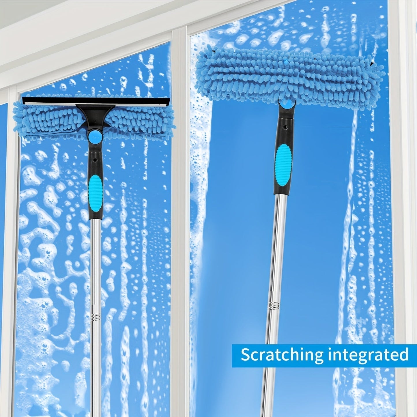 Telescopic Window and Glass Cleaning System – 2-in-1 Crystal Clear Cleaner