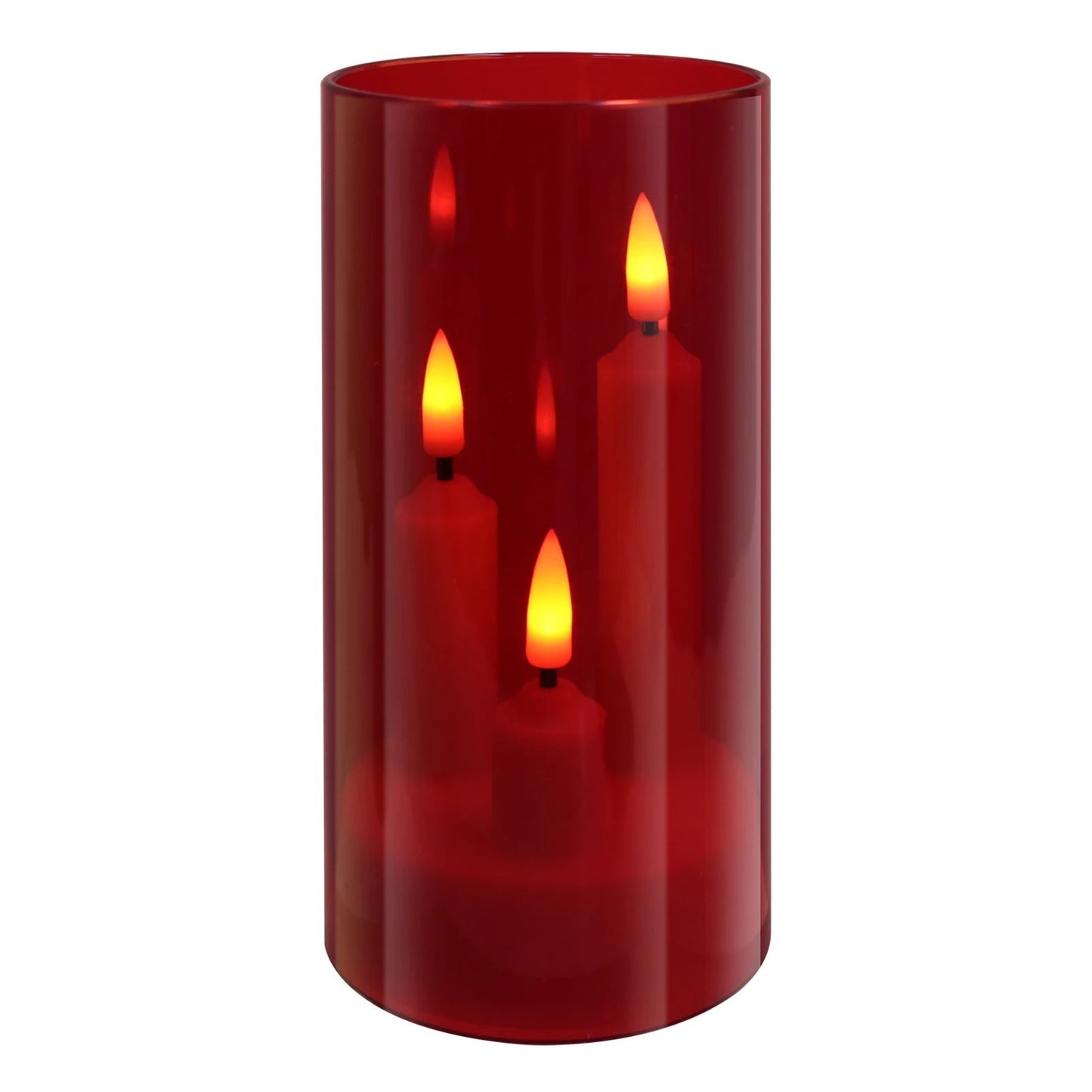LED Candle with Triple Wicks | Glass-Enclosed Flickering Flame Effect | Battery-Powered, Flameless Candle | Safe and Authentic | Warm White Light