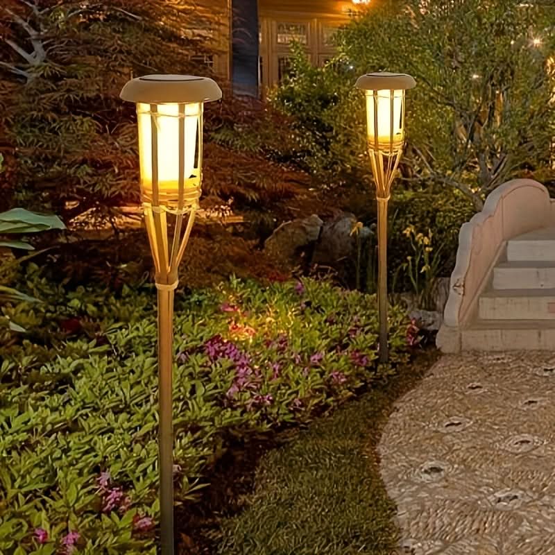 Solar Bamboo LED Flame Lights for Cozy Outdoor Atmosphere and Garden Decoration