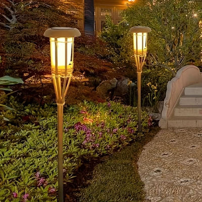Solar Bamboo LED Flame Lights for Cozy Outdoor Atmosphere and Garden Decoration