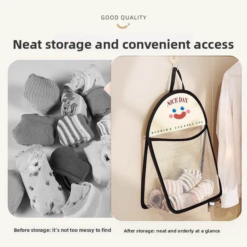 Hanging Wall Storage Bag | Mesh Organizer for Socks and Underwear | Door and Closet Mount