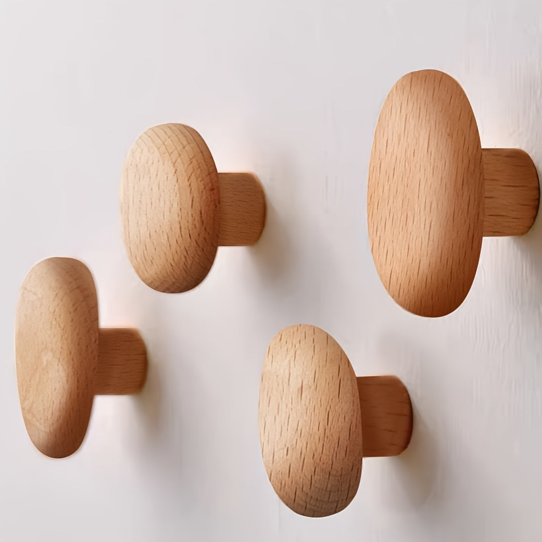 Handcrafted Wall Hook Set in Walnut and Beech Wood