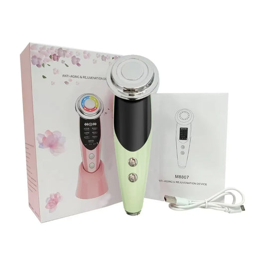 7-in-1 Facial Massager with EMS & RF Microcurrent | LED Light Therapy Anti-Aging Device