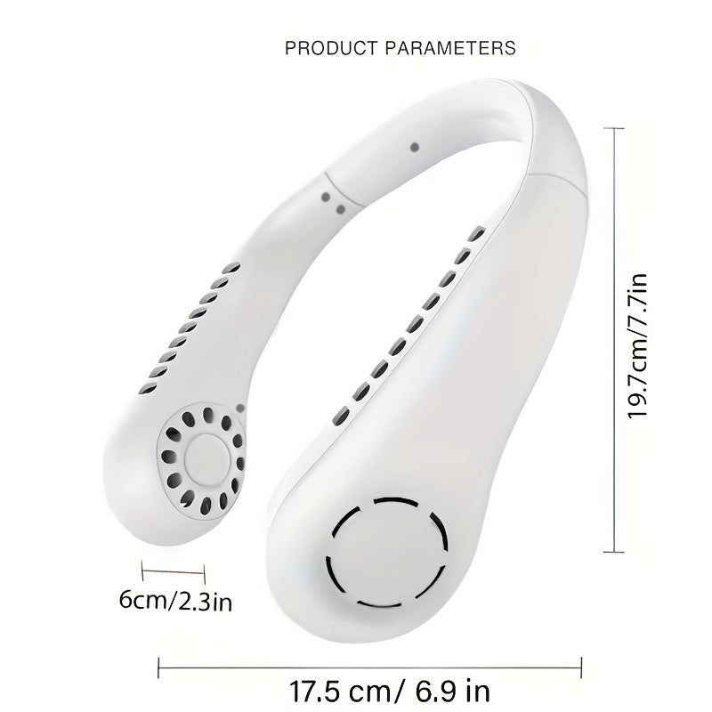 Portable Bladeless Neck Fan - Rechargeable Mini Air Cooler with 3 Speeds