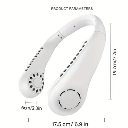 Portable Bladeless Neck Fan - Rechargeable Mini Air Cooler with 3 Speeds