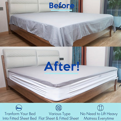 Fitted Sheet Holder with Corner Straps – Rubber Fasteners for Mattress
