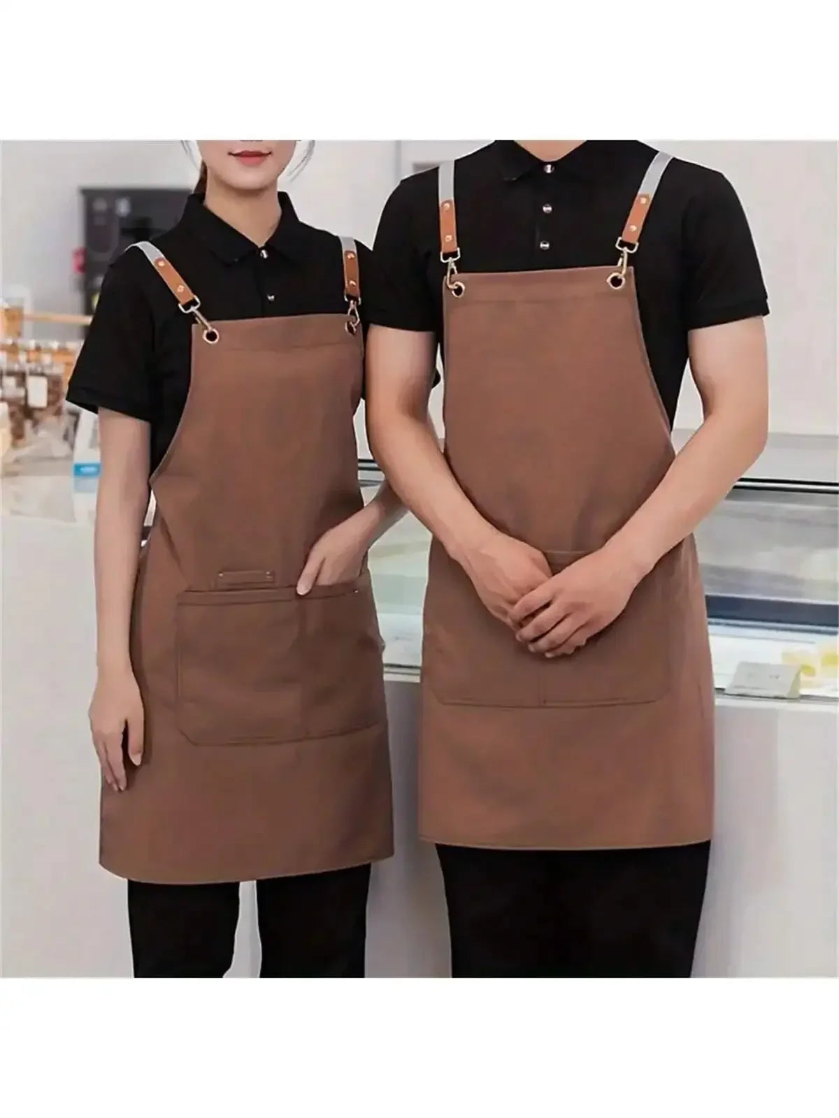 Unisex Waterproof Cooking Apron with Adjustable Straps and Large Pockets
