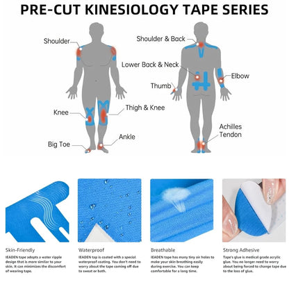 Pre-Cut Support Strips for Knee Relief | 150% Stretch & Non-Slip