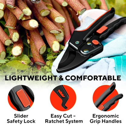 Ergonomic Pruning Shears with Ratchet Mechanism for Easy Cutting