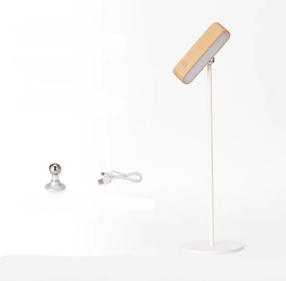 Elegant Wood Magnetic Desk Lamp with 360° Swivel & Rechargeable Power