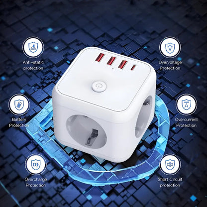 7-in-1 USB Charging Station Power Cube Strip
