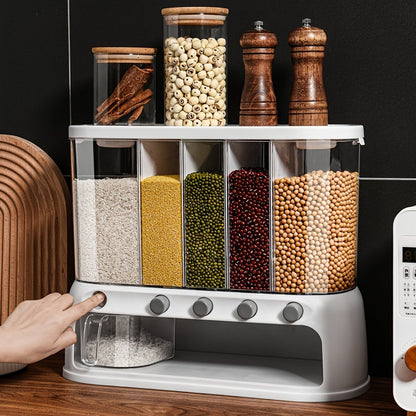 Multi-Compartment Dry Food Dispenser for Grains and Rice - Airtight Storage