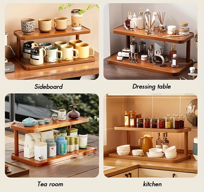 2-Tier Wooden Shelf - Taalita Design