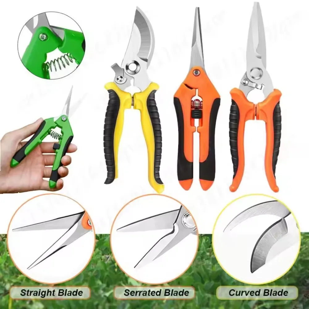 3-Piece Garden Pruning Shears Set | Stainless Steel Professional Tools | Ergonomic Non-Slip Handle
