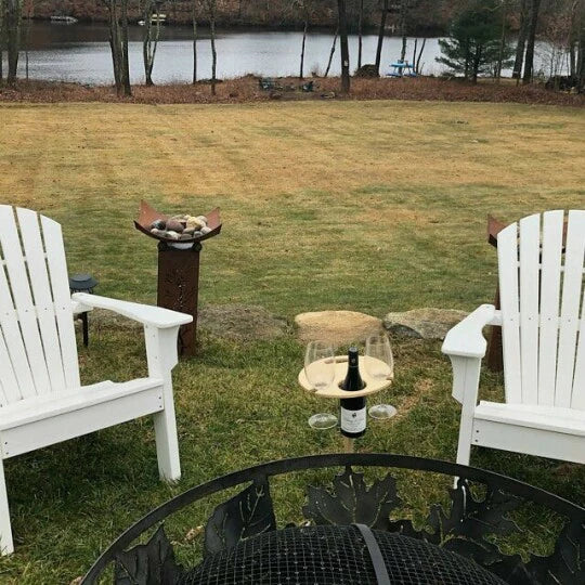 Foldable Outdoor Wine Table | Handmade Birch Wood | Durable Ground Spike