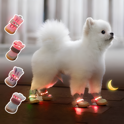 BrightPaw Light-Up Dog Booties - Set of 4 with Non-Slip Sole