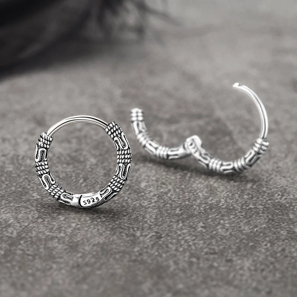 Hoop Earrings in 925 Sterling Silver - Vintage Style