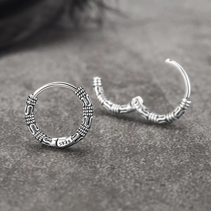 Hoop Earrings in 925 Sterling Silver - Vintage Style