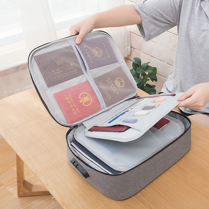 Travel Briefcase for Document Storage with Lock and Multi-Layer Design