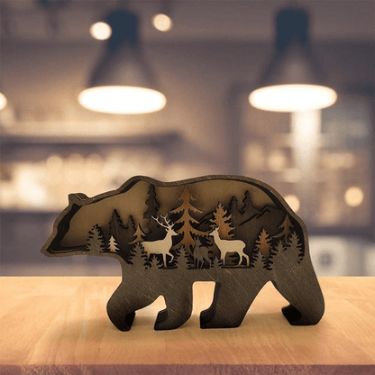Hand-Carved Wooden Forest Animal Decoration | Natural Elegance & Rustic Charm for Home