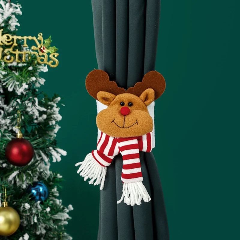 Christmas Curtain Holders - Penguin, Santa, Moose & Snowman - 14"x6.7