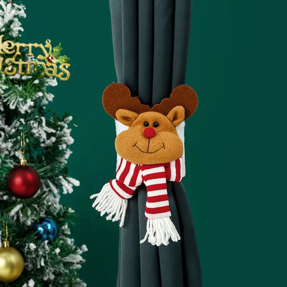 Christmas Curtain Holders - Penguin, Santa, Moose & Snowman - 14"x6.7