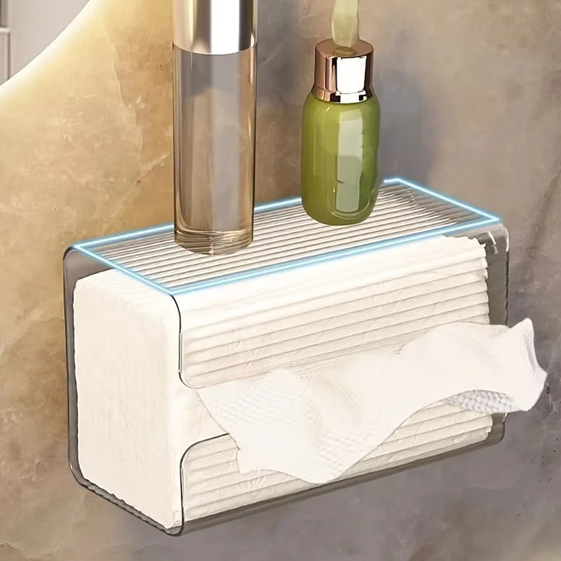 Wall-Mounted Tissue Dispenser Box | Clear Acrylic Handkerchief Holder | Bathroom & Living Area Paper Towel Rack | Functional & Modern