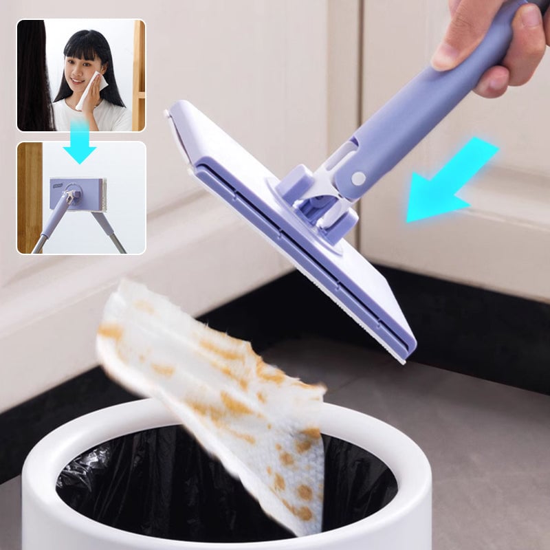 QuickClean Mop with Disposable Cloths & Folding Head | Effortless Floor Care for Wood, Laminate & Tile | Lightweight & Sanitary