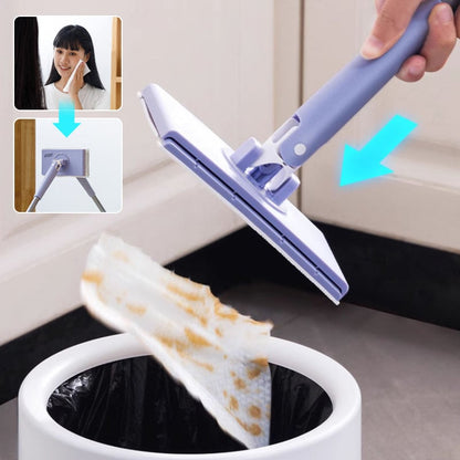 QuickClean Mop with Disposable Cloths & Folding Head | Effortless Floor Care for Wood, Laminate & Tile | Lightweight & Sanitary