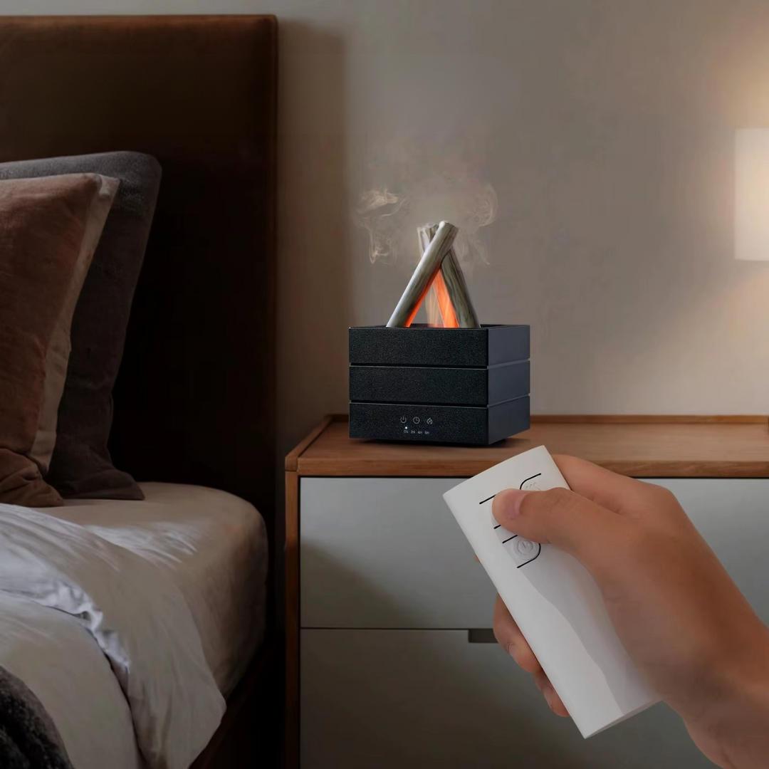 SerenityMist Diffuser with Flame Effect | Smart Ultrasonic Humidifier