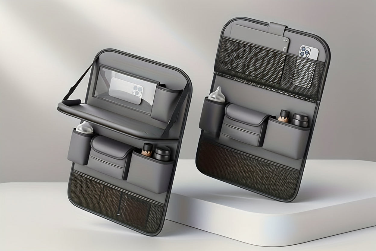 Sleek Leather Car Seat Back Organizer for Ultimate Convenience