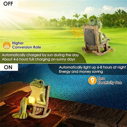Solar-Powered Mini Frog Garden Sculpture | Weatherproof | Indoor and Outdoor Use