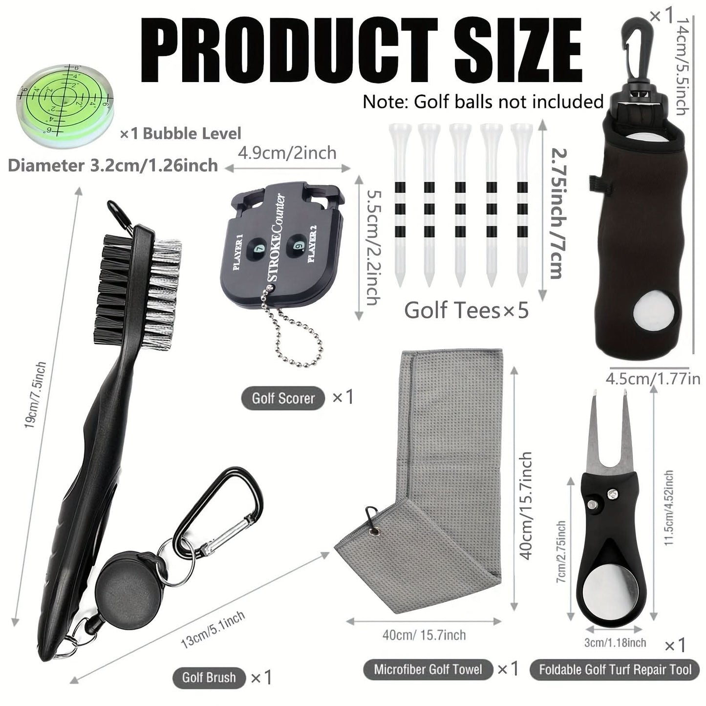 Golf Cleaning Tools Set for Fairways and Greens