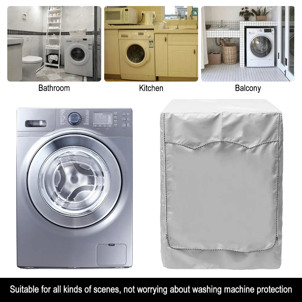 Washing Machine Cover - Water-Resistant, UV Protection, Silver, 60 x 55 x 85 cm