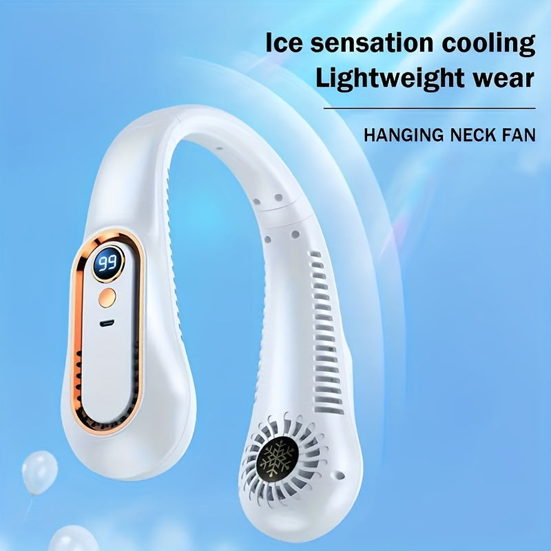 Portable USB Fan with 5 Speed Settings and Digital Display - Bladeless Design for Outdoor Use