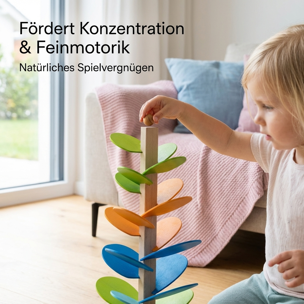 Wooden Marble Tower with Montessori Rainbow Design