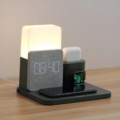 Wireless Charging Nightstand Organizer with Gentle Lamp