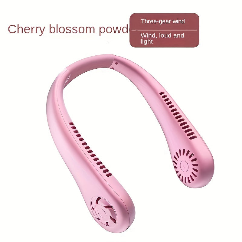 Rechargeable Neck Fan - Hands-Free, Leafless, USB Powered - Ideal for Travel and Office