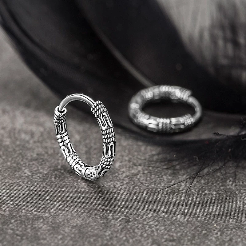 Hoop Earrings in 925 Sterling Silver - Vintage Style