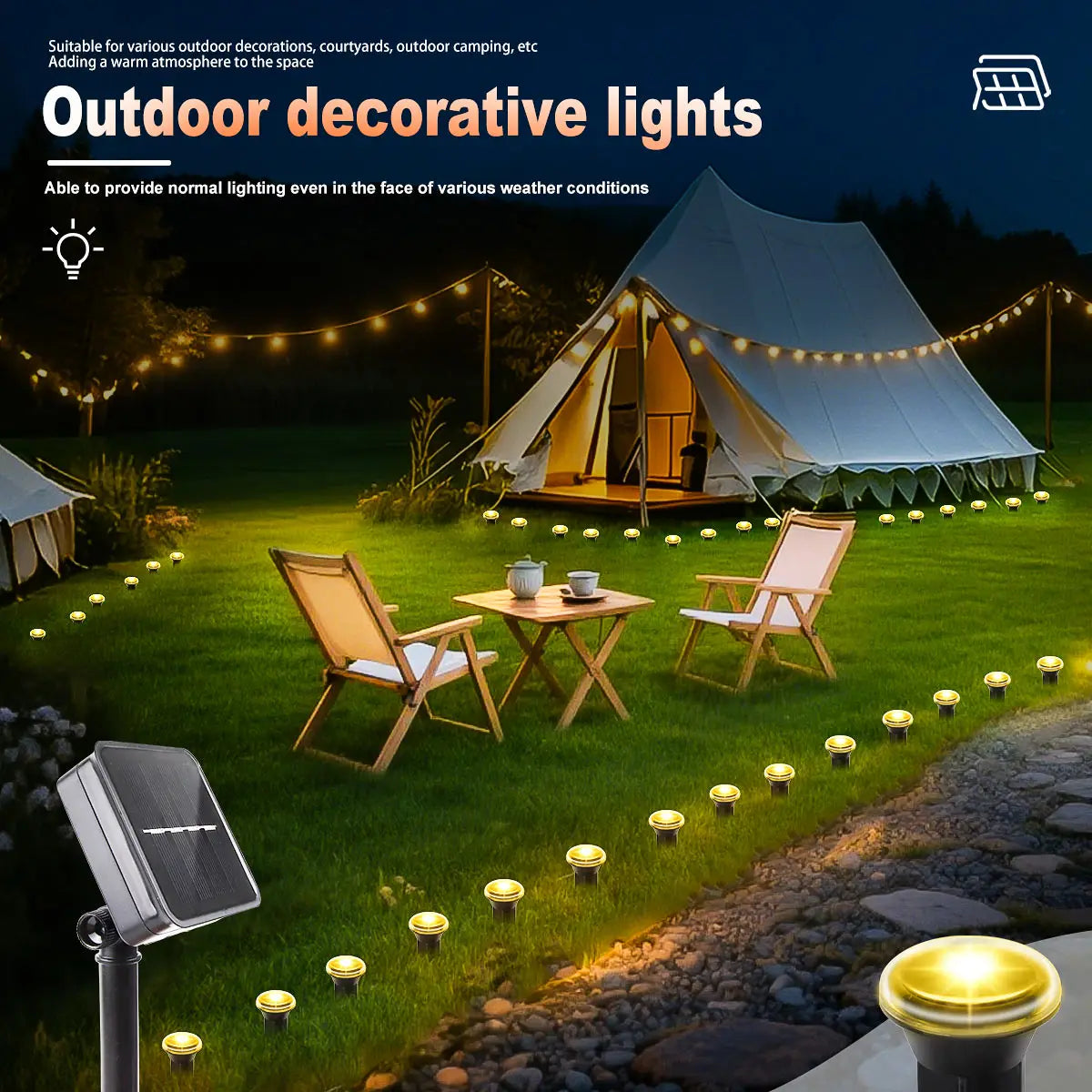 Solar LED Garden Path Lights | 15/30 LEDs | 8 Lighting Modes | IP65 Waterproof Outdoor Lamps