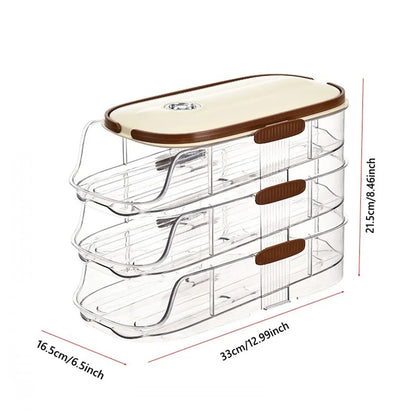 Rolling Refrigerator Egg Holder | Stackable Transparent Storage Box with Lid