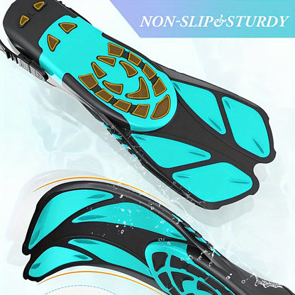 Snorkel and Swim Fins with Adjustable Straps, Open Heel & Compact Design - Ideal for Travel and Water Sports