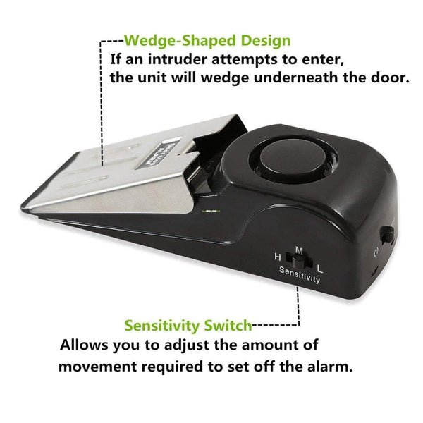 Portable Security Wedge Alarm | Adjustable Sensitivity & Loud Siren