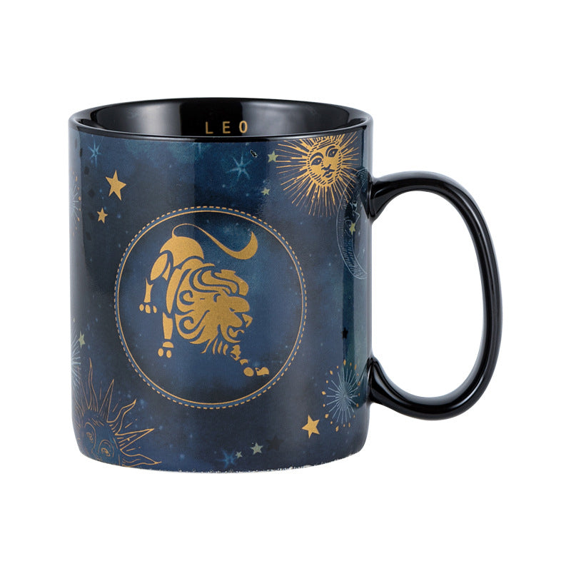 Cobalt Blue Ceramic Coffee Mug with 12 Zodiac Signs
