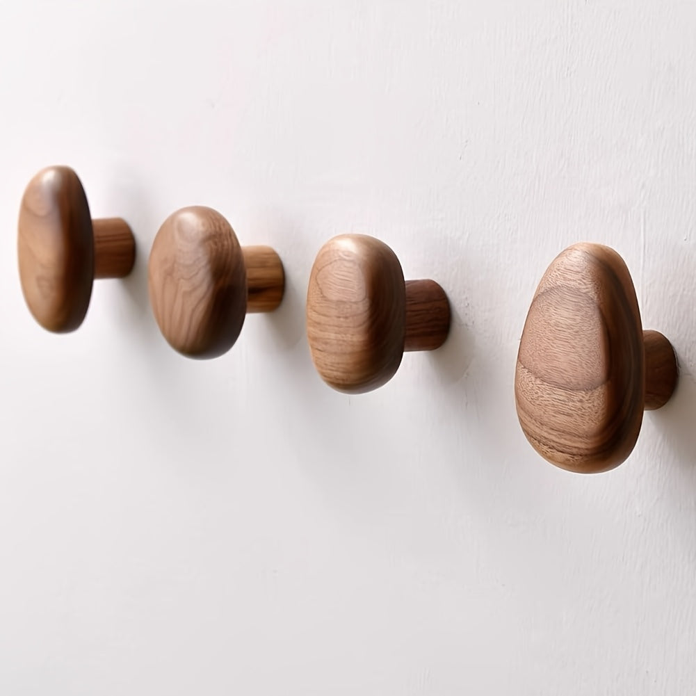 Handcrafted Wall Hook Set in Walnut and Beech Wood