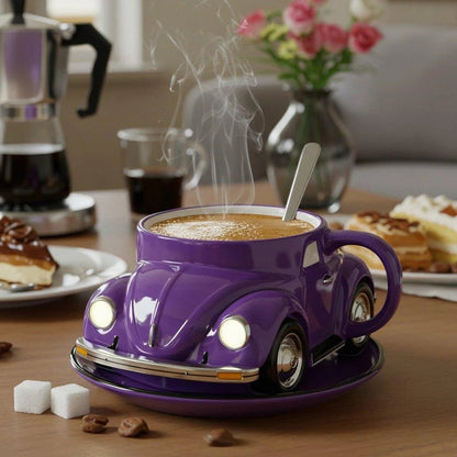 Ceramic Coffee Mug with Retro Car Design – Unique 3D Style for Beverages