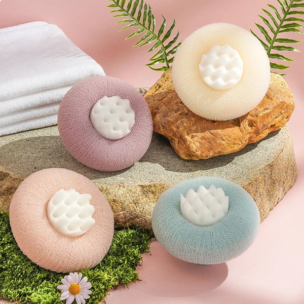 RadianceBoost Exfoliating Brush for Shower – Ultra-Fine Fibers & Massage Nodes | Ergonomic Grip + Suction Holder for Drying | 1+1 Set