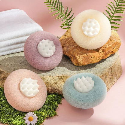 RadianceBoost Exfoliating Brush for Shower – Ultra-Fine Fibers & Massage Nodes | Ergonomic Grip + Suction Holder for Drying | 1+1 Set